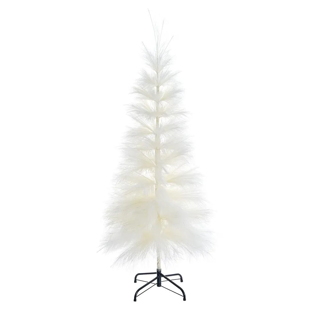 59" PAMPAS GRASS CREAM TREE ON METAL STAND