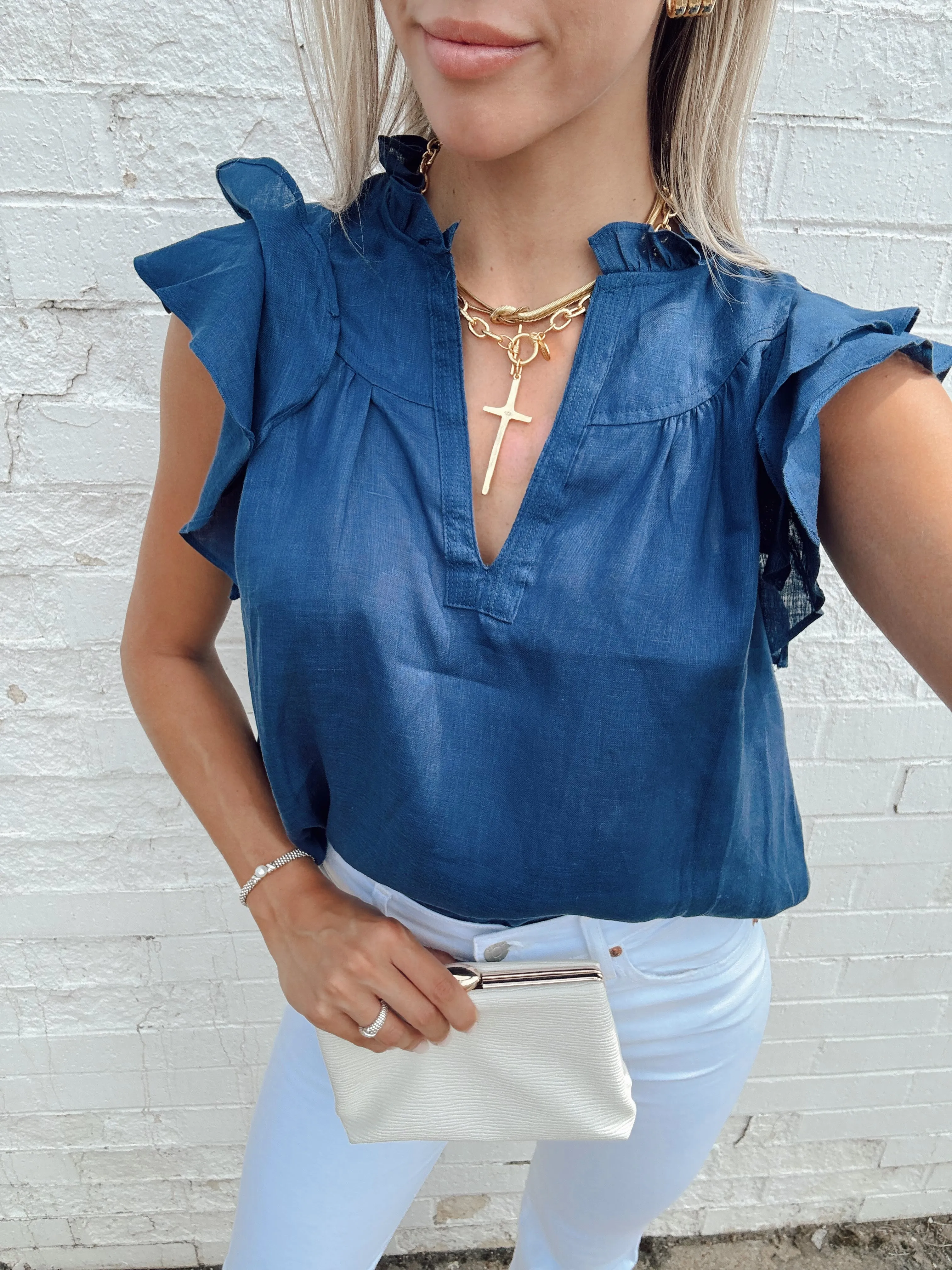 ANNA LINEN TOP