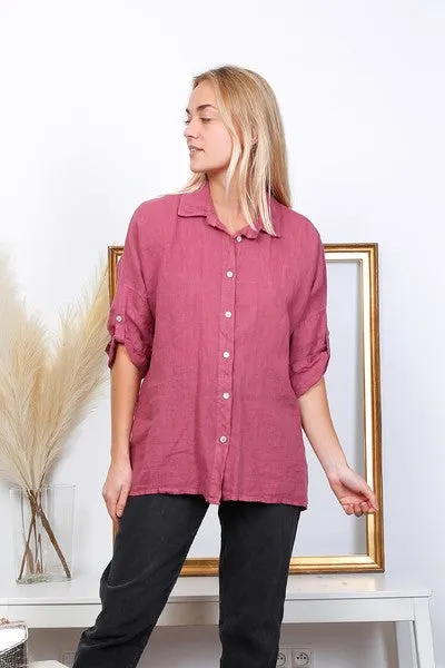 Anne   Kate Italian Trapani Linen Button Shirt