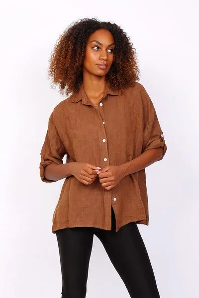 Anne   Kate Italian Trapani Linen Button Shirt