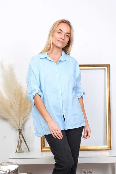 Anne   Kate Italian Trapani Linen Button Shirt