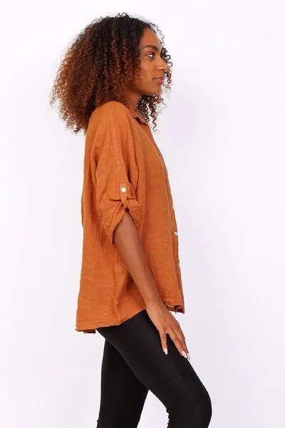 Anne   Kate Italian Trapani Linen Button Shirt