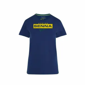 Ayrton Senna Women's Fanwear Logo T-Shirt- Navy