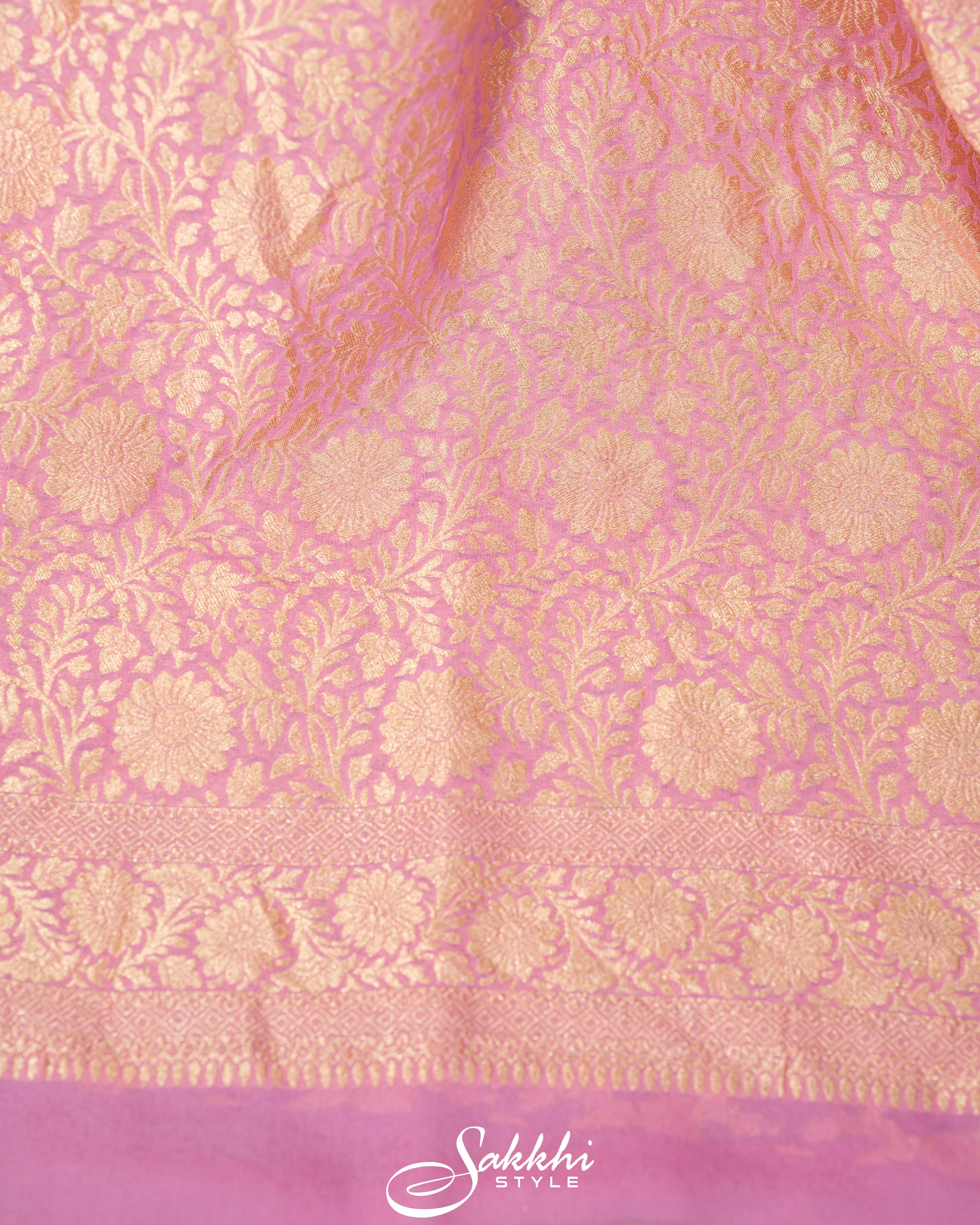 BABY PINK BANARASI GEORGETTE SAREE