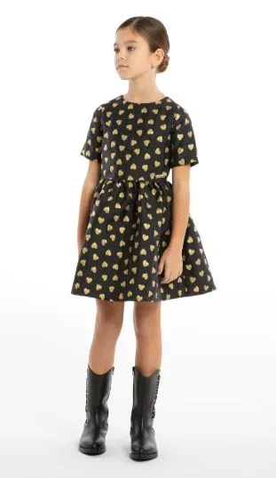 Black Gold Short Sleeve Hearts Dress