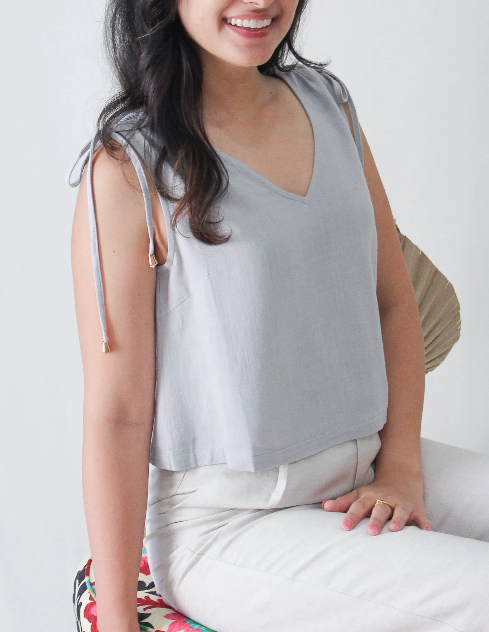 Blue Linen Top