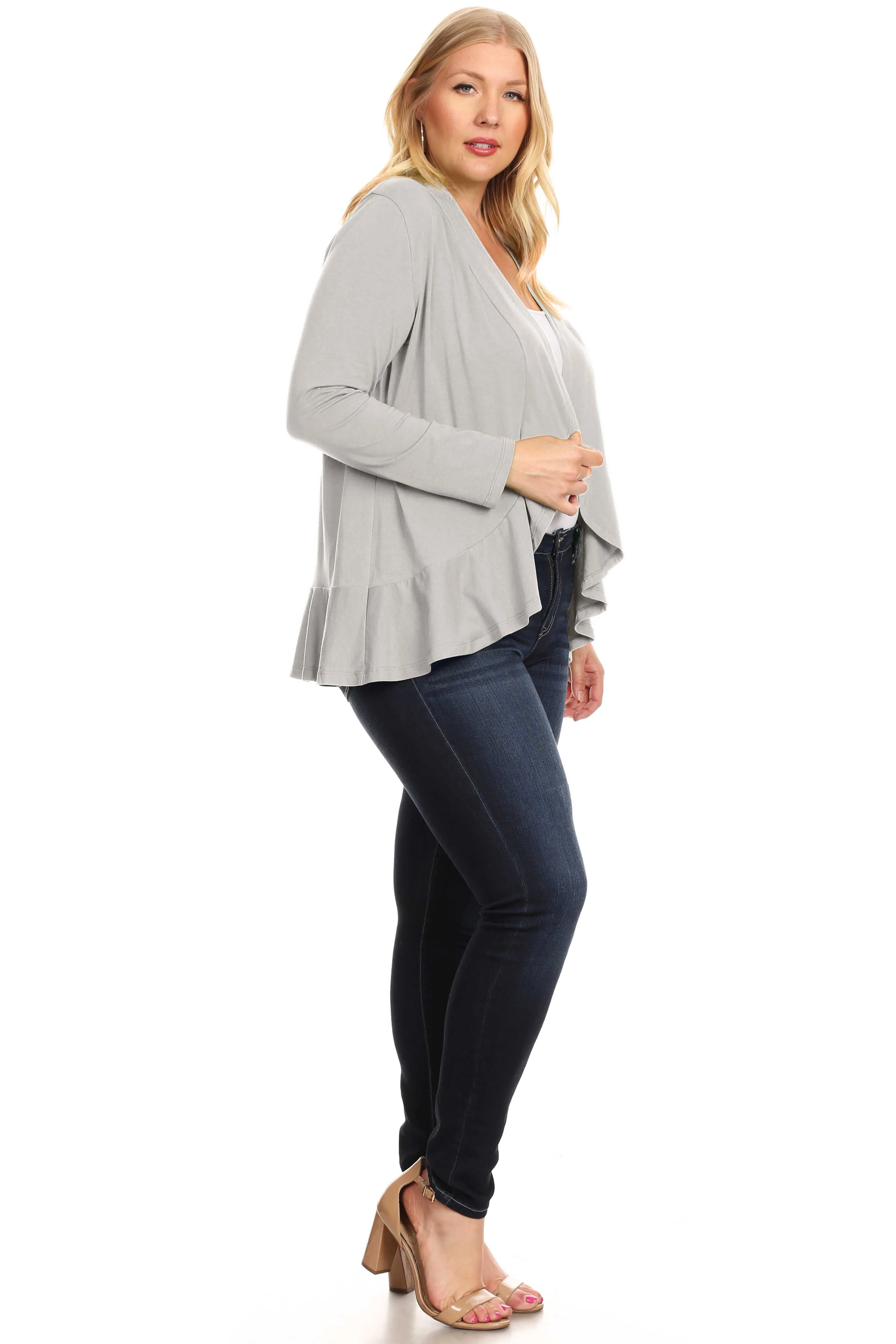 Classy In Ruffles Plus Size Cardigan