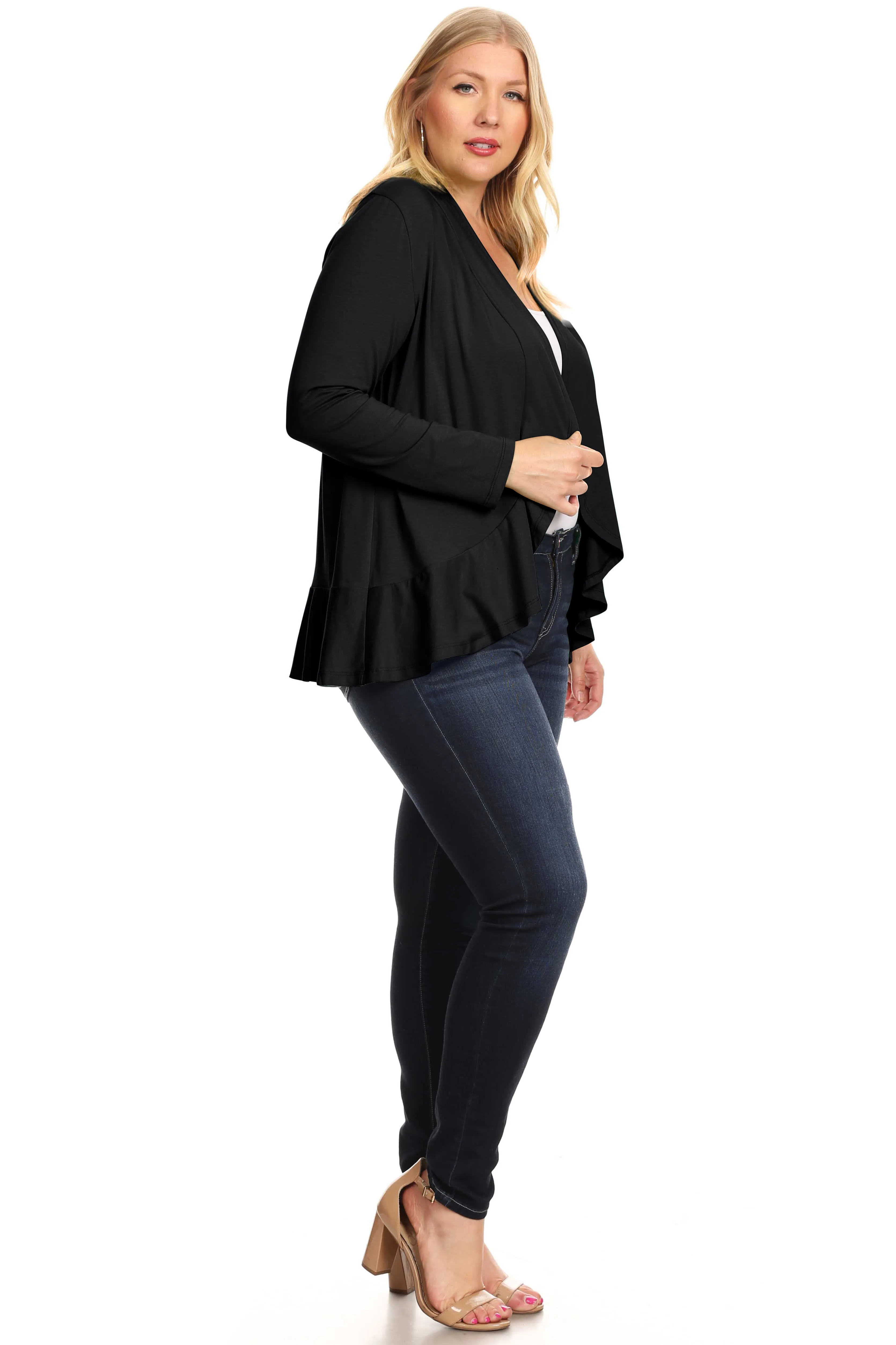 Classy In Ruffles Plus Size Cardigan