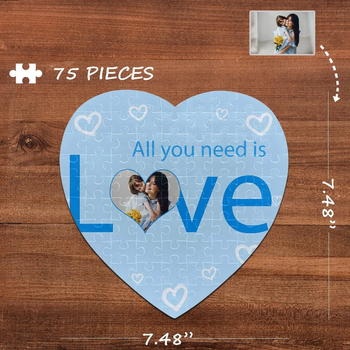 Custom Photo Need Love Heart-Shaped Jigsaw Puzzle Best Indoor Gifts 75 Pieces