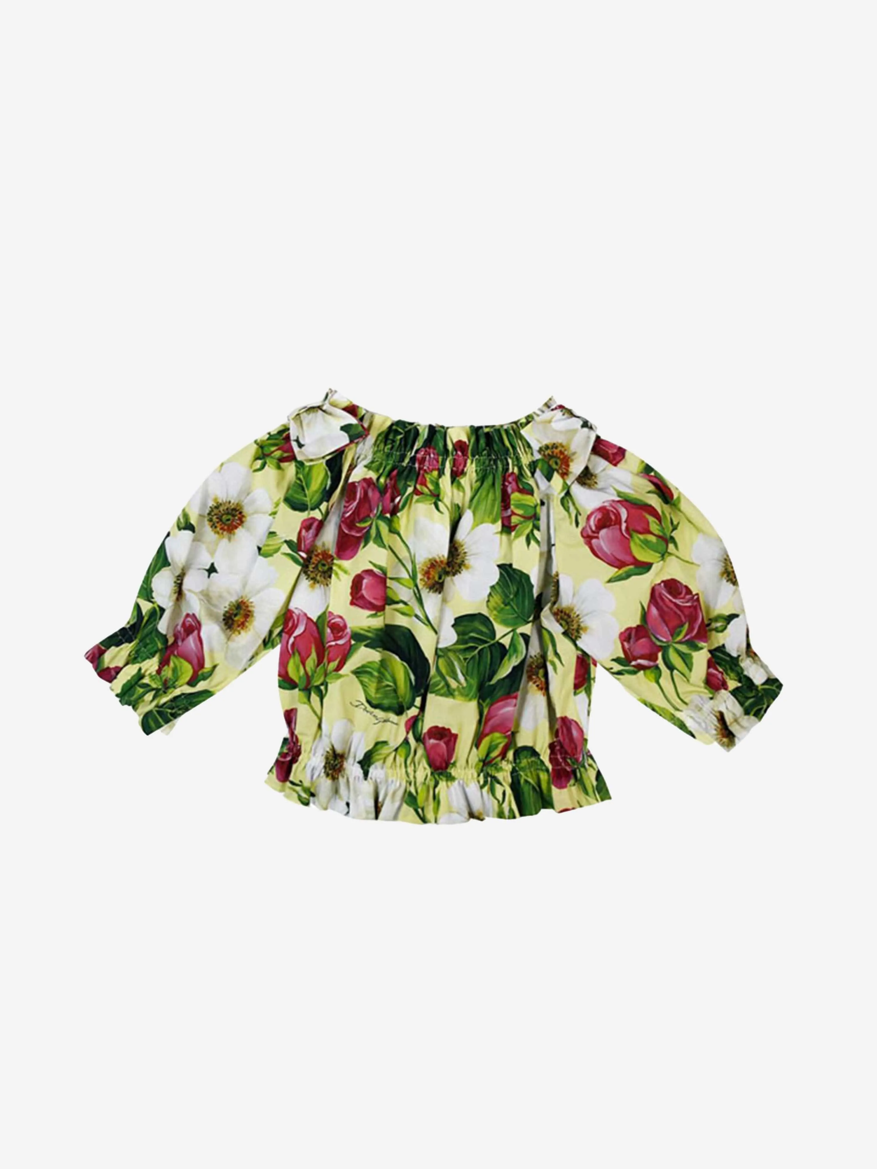 Dolce & Gabbana Girls Blouse Floral Cotton Blouse