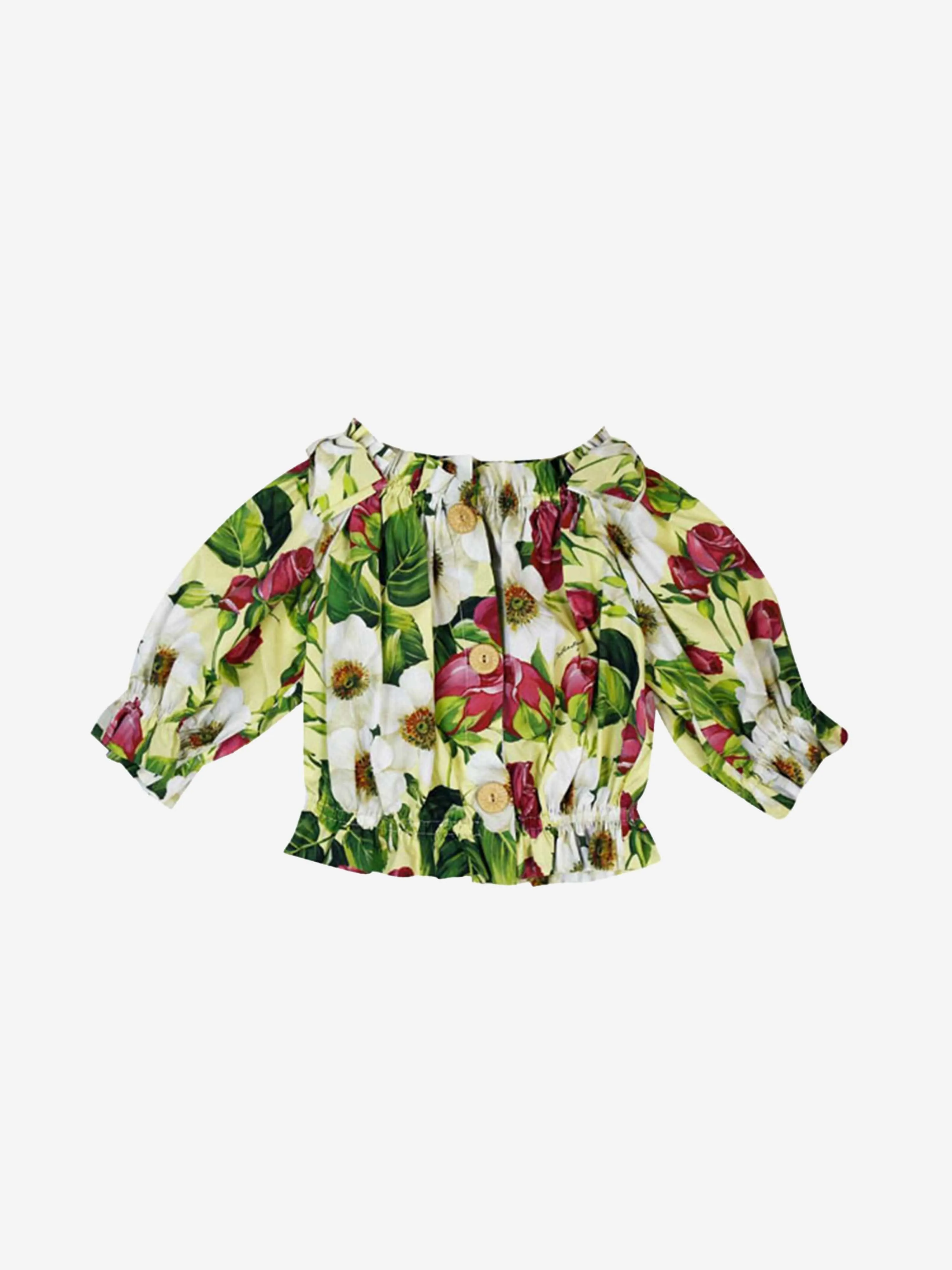 Dolce & Gabbana Girls Blouse Floral Cotton Blouse