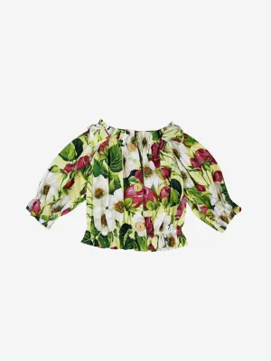 Dolce & Gabbana Girls Blouse Floral Cotton Blouse