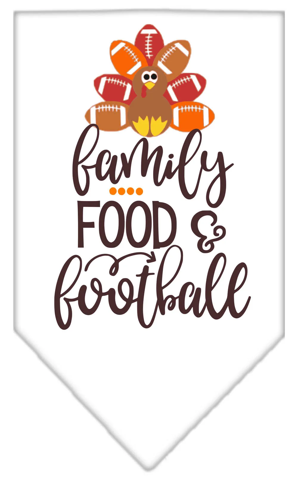 Family, Food, And Football Screen Print Bandana White Small