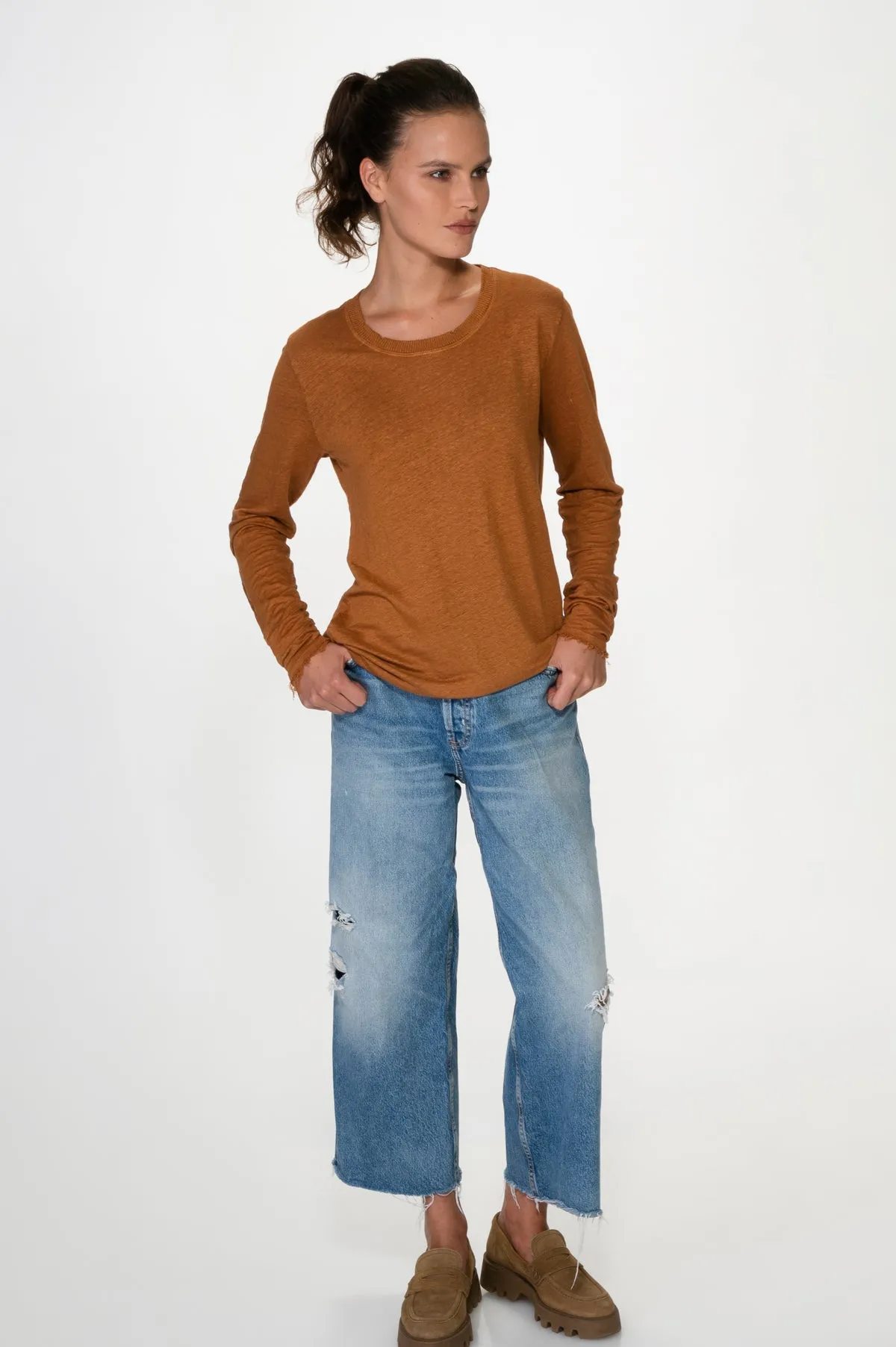 Ginger Long Sleeves Linen T-Shirt