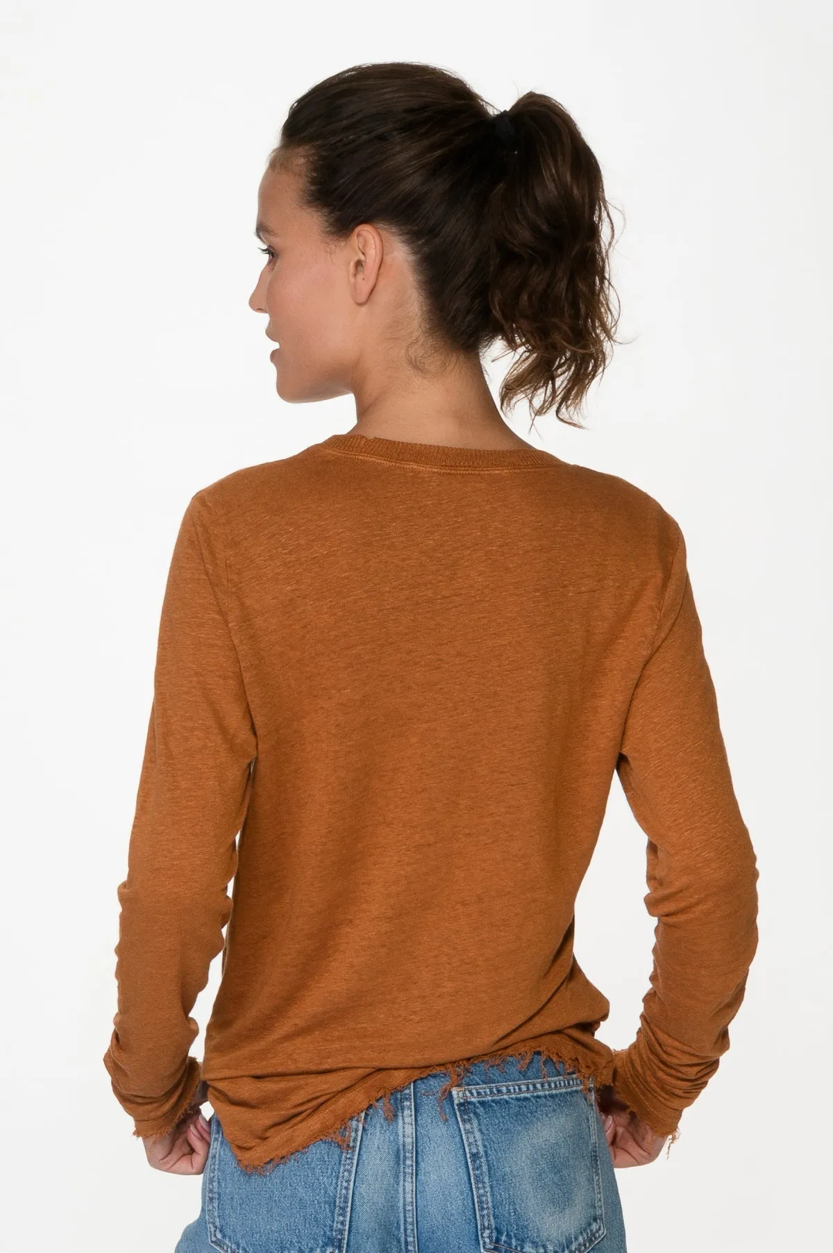 Ginger Long Sleeves Linen T-Shirt