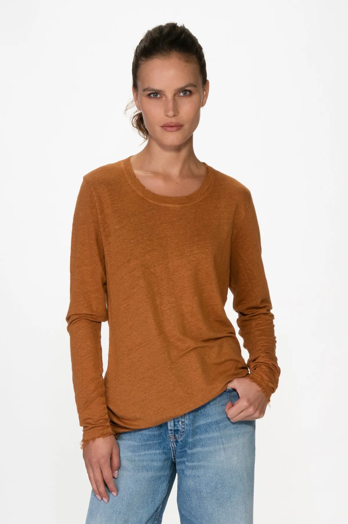 Ginger Long Sleeves Linen T-Shirt