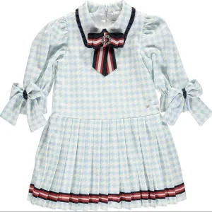 Girls Blue Houndstooth Dress