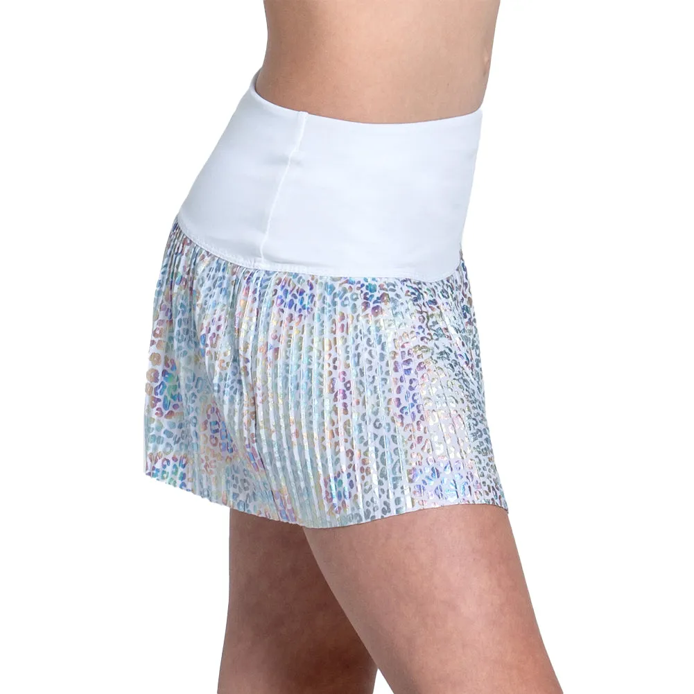 Girls` Leopard Pleated Tennis Skort Rainbow