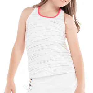 Girls' Palm Line Layer Tennis Tank White