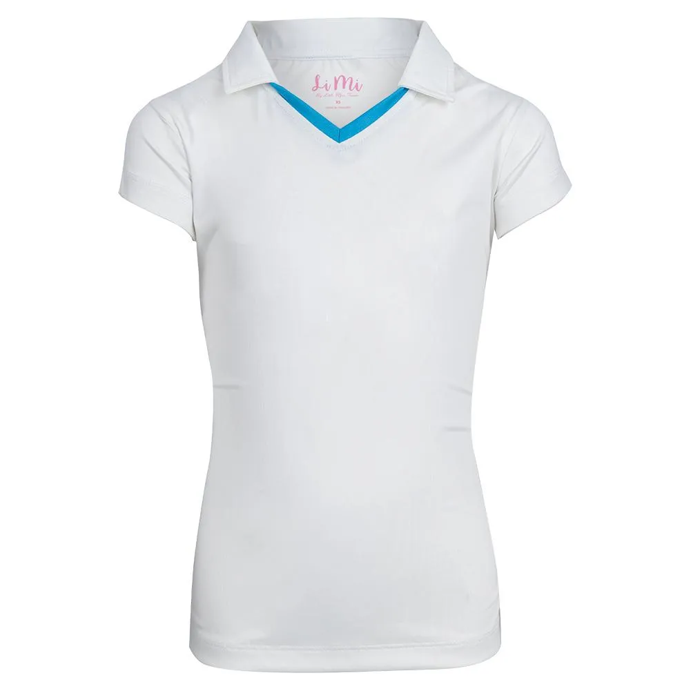 Girl's Short Sleeve V Tennis Top White