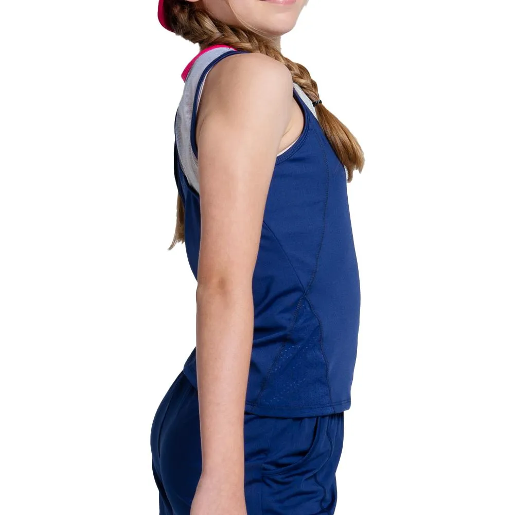 Girls`Shimmer Tennis Tank Blueberry