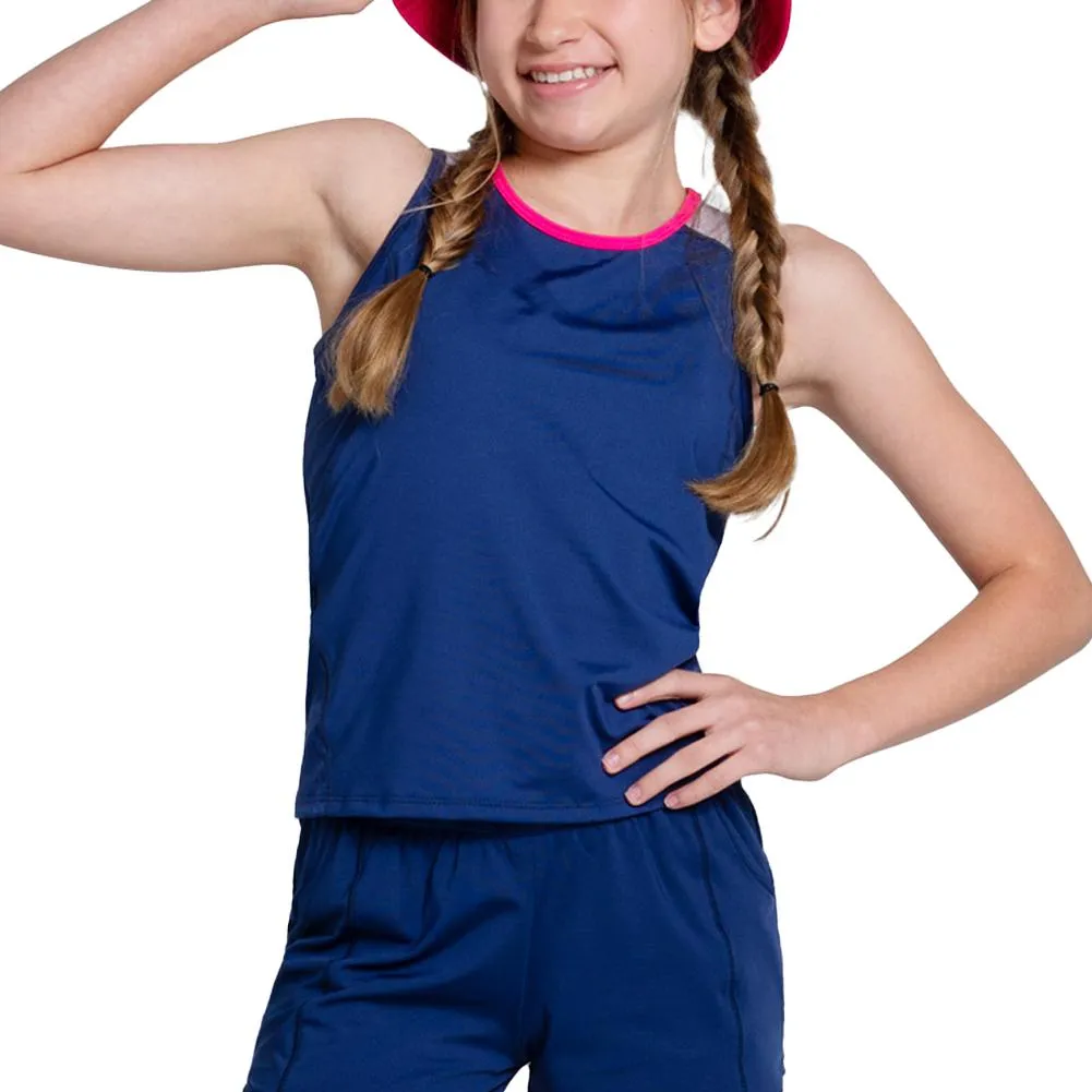 Girls`Shimmer Tennis Tank Blueberry