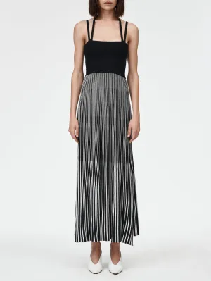 Halter Neck Dress in Black Stripe