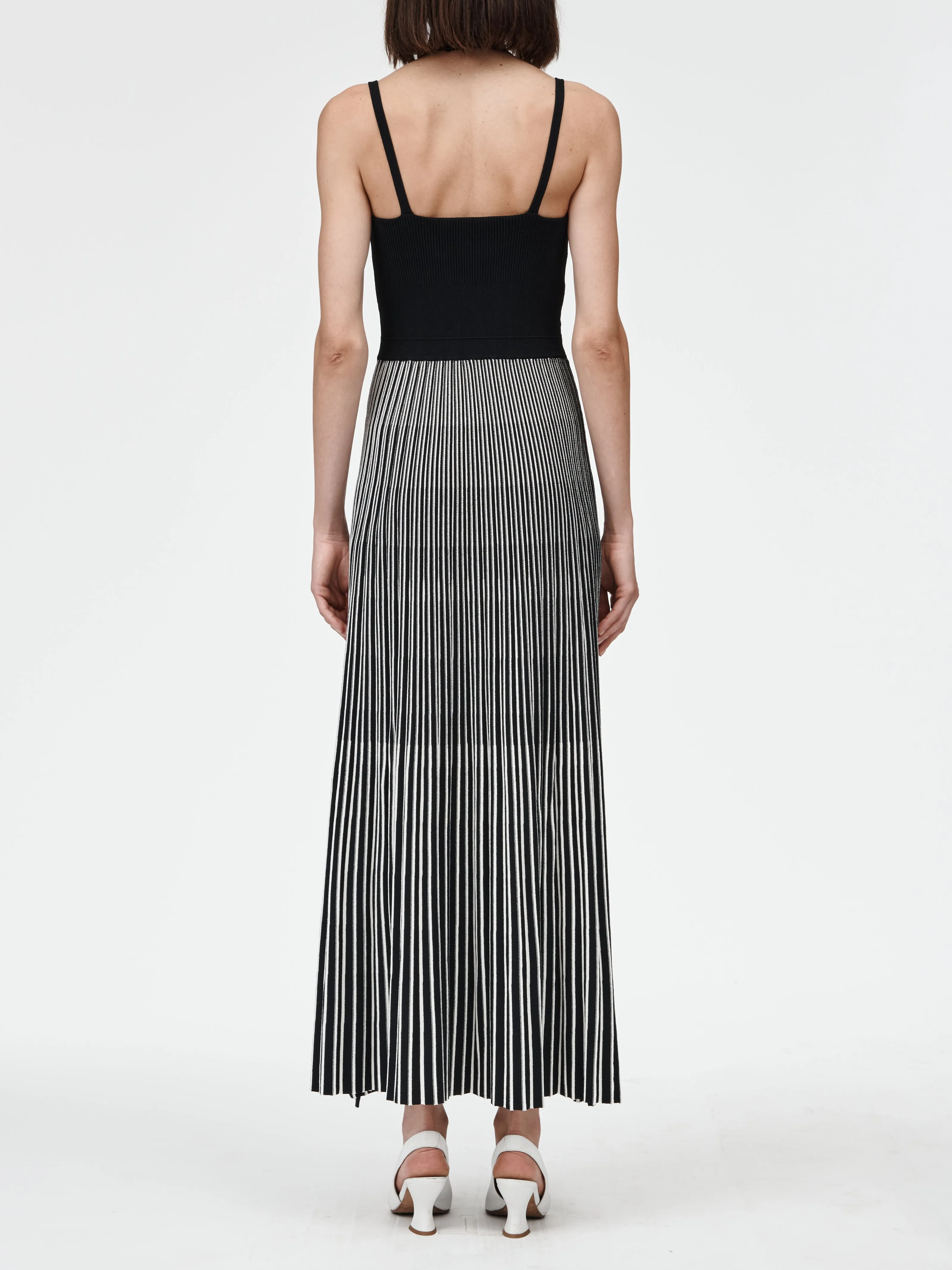 Halter Neck Dress in Black Stripe