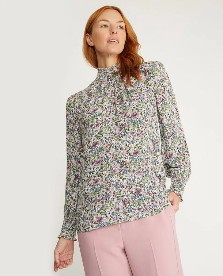 Hedgerow Floral High Neck Blouse