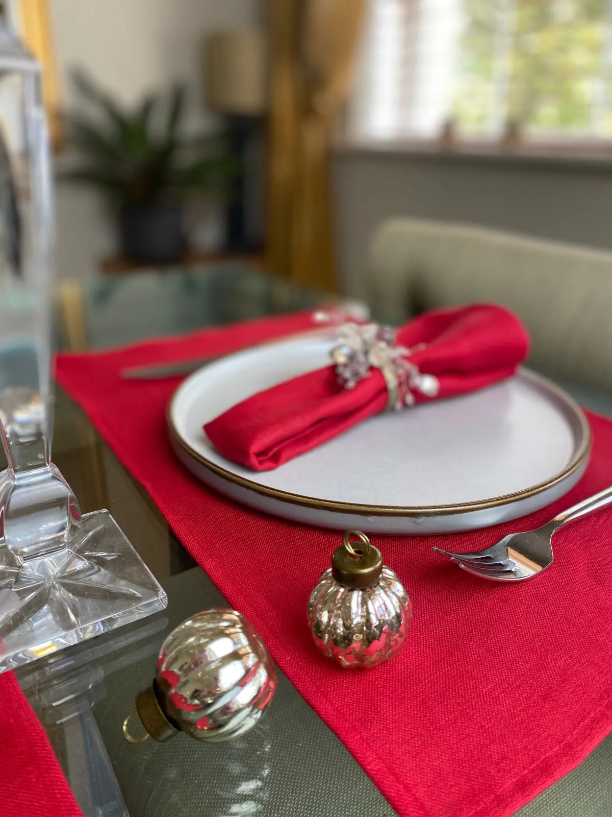 Informal Red Irish Linen Napkin Set of 4