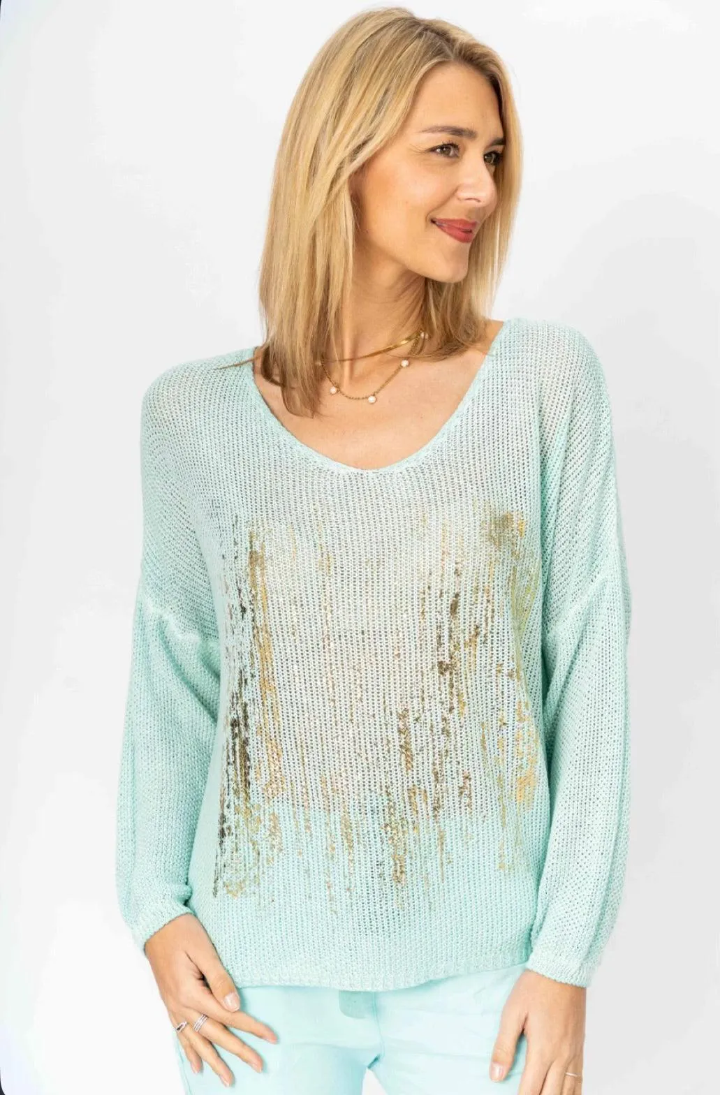 Italian Gold-Leaf OS Lightweight Sweater