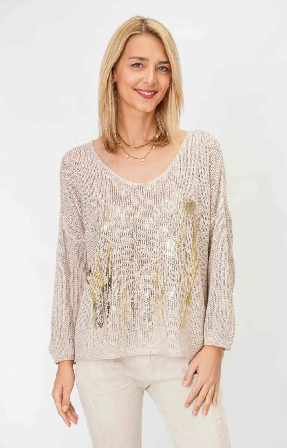 Italian Gold-Leaf OS Lightweight Sweater