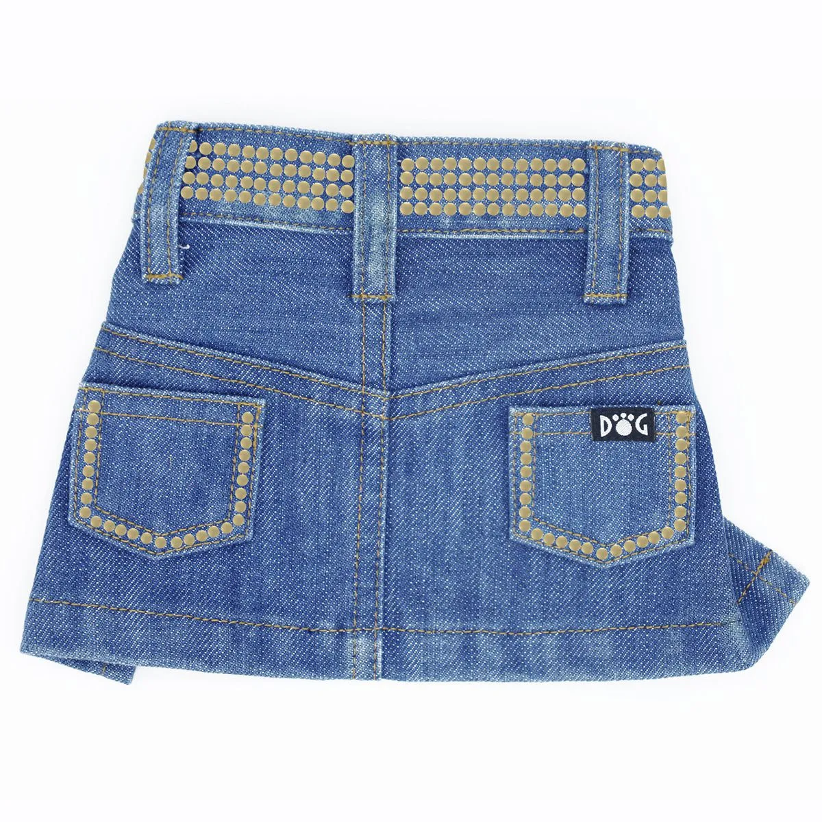 Jane Denim Dog Skirt Blue With Nailheads