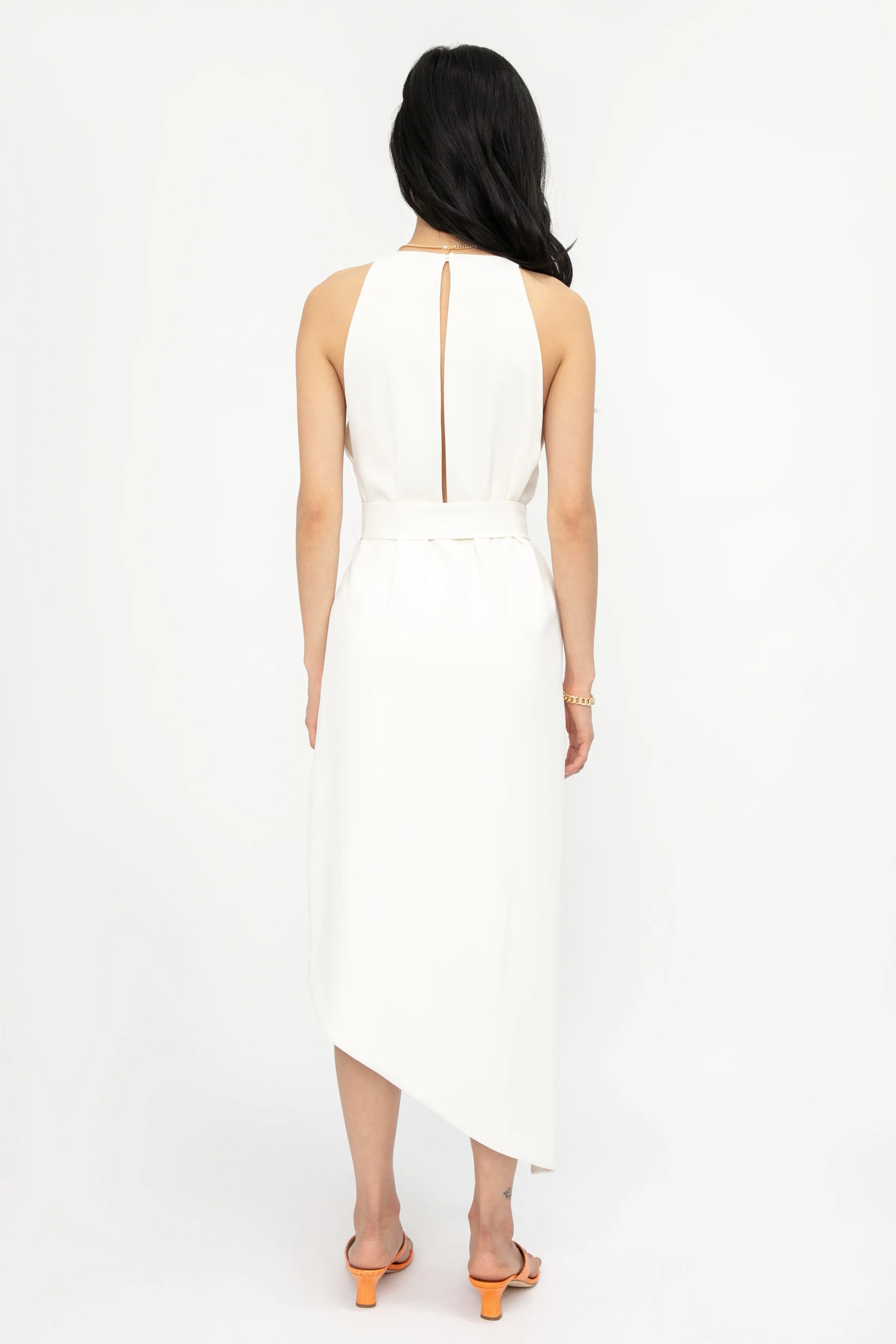 Jely Asymmetrical Dress in Ecru