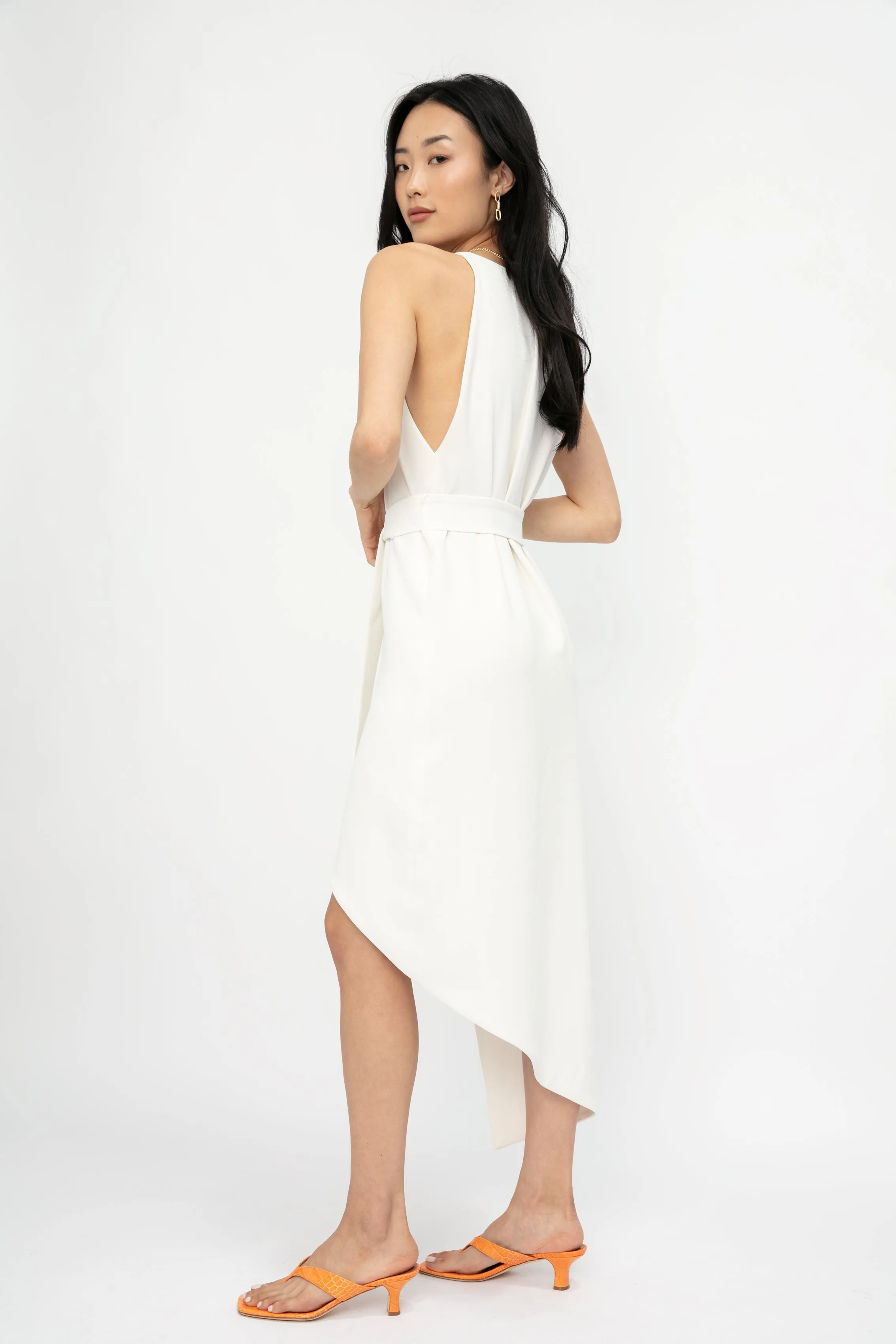 Jely Asymmetrical Dress in Ecru