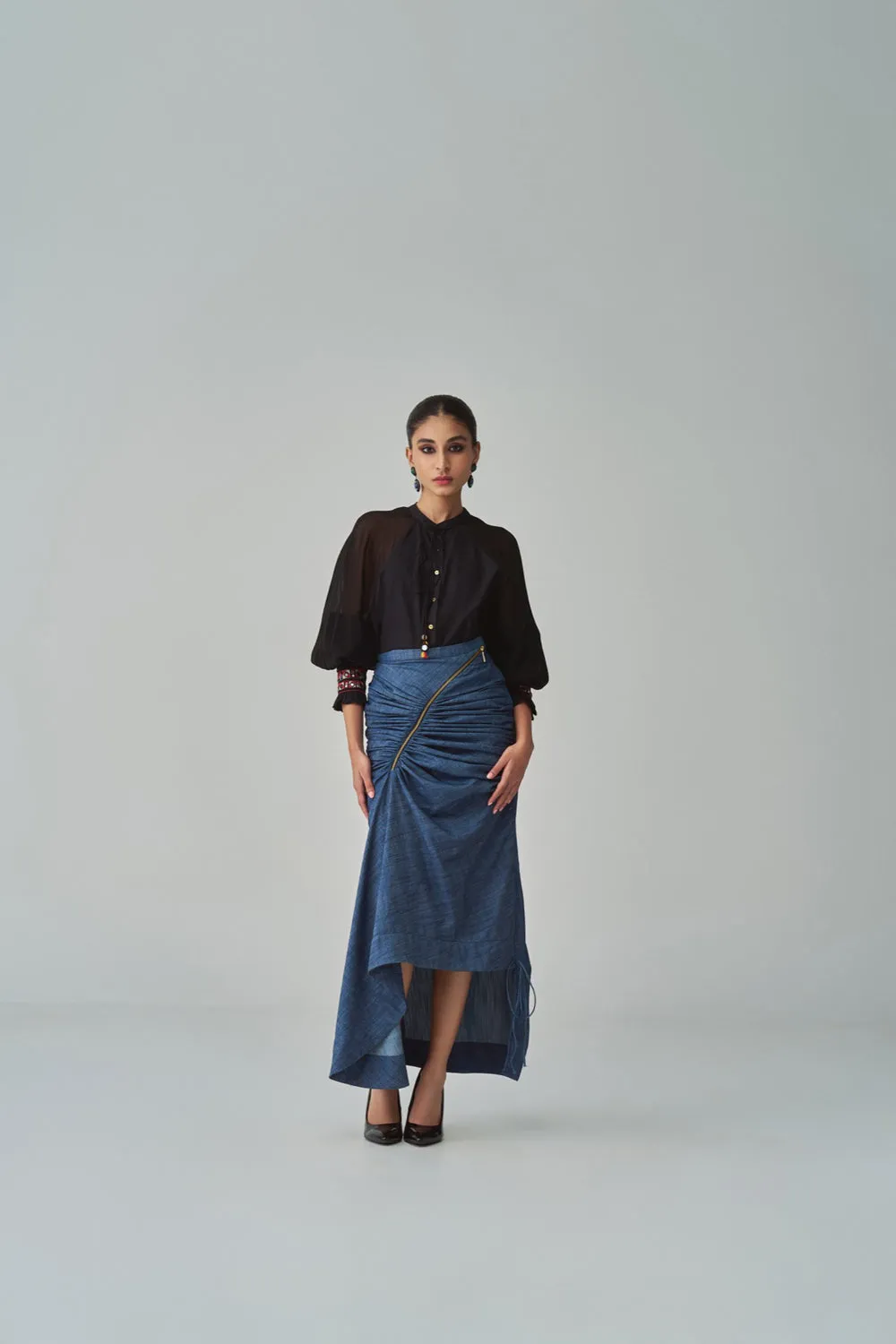 Kesha Asymmetric Gathered Skirt