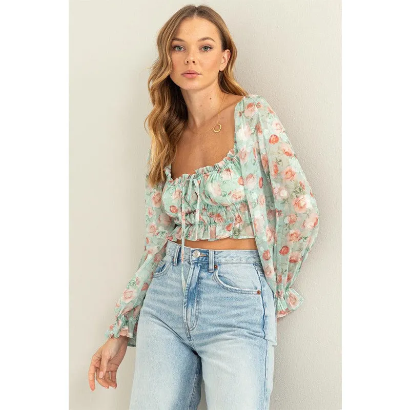 Listen to Me Floral Print Smocked Blouse