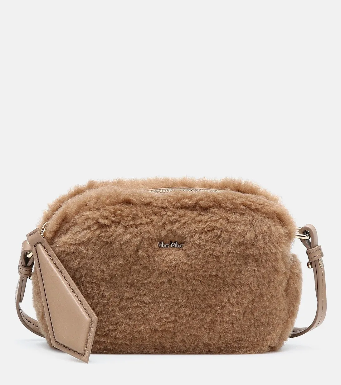 Max Mara Camel Wool Blend Camy Shoulder Bag, Brown