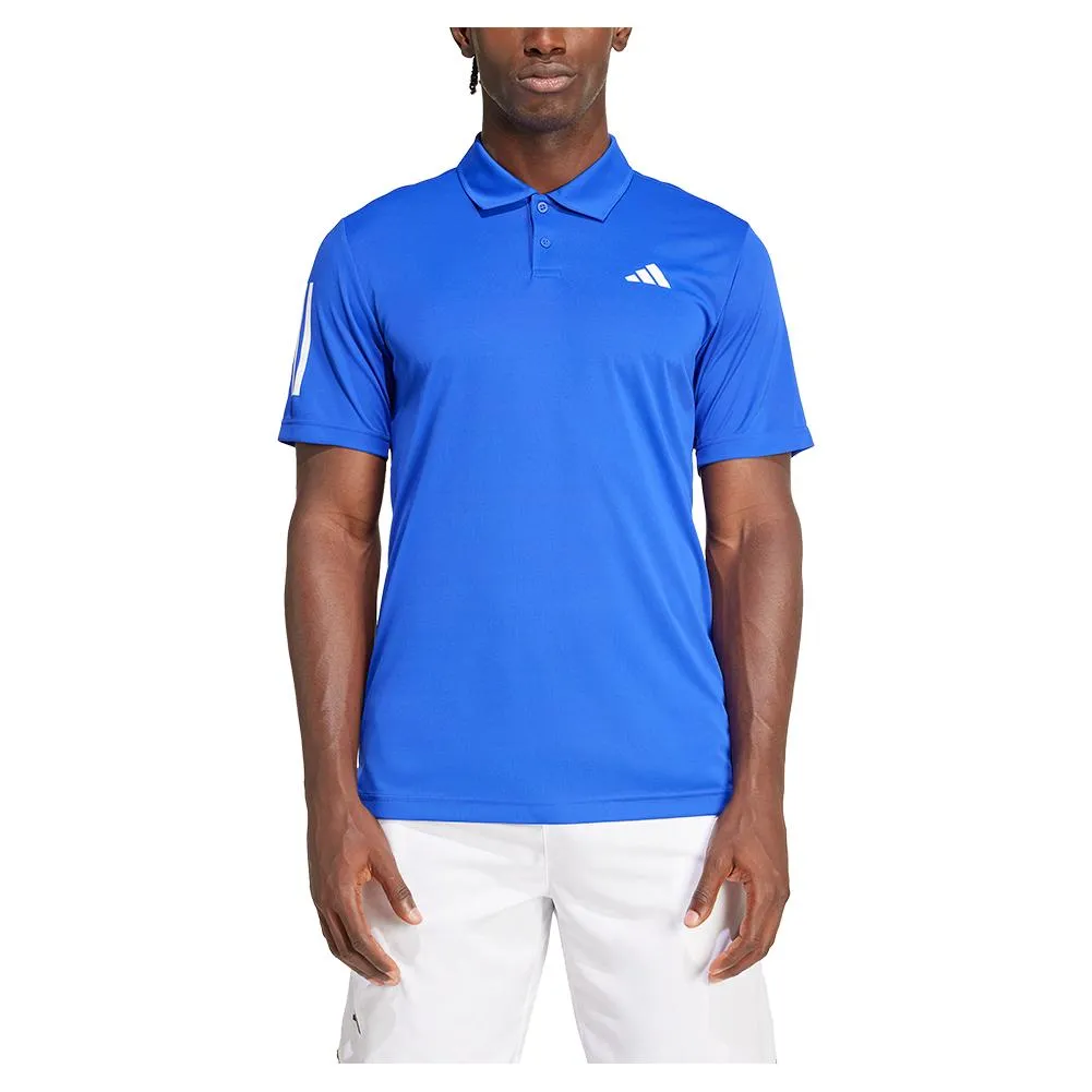 Mens 3 Stripe Tennis Polo Lucid Blue