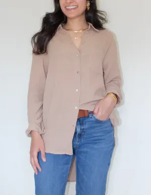 Mocha Button Down Top