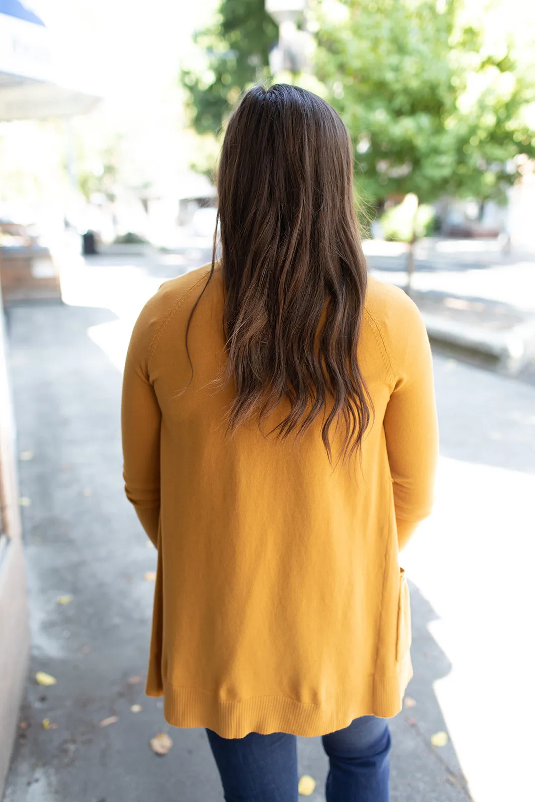 Mustard Raglan Pocket Cardigan