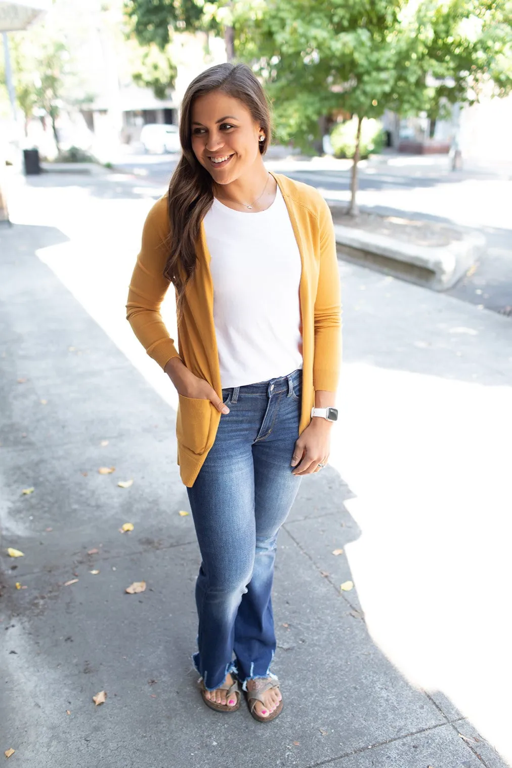 Mustard Raglan Pocket Cardigan