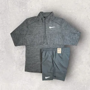 NIKE PACER 1/4 ZIP/SHORT SET - GREY