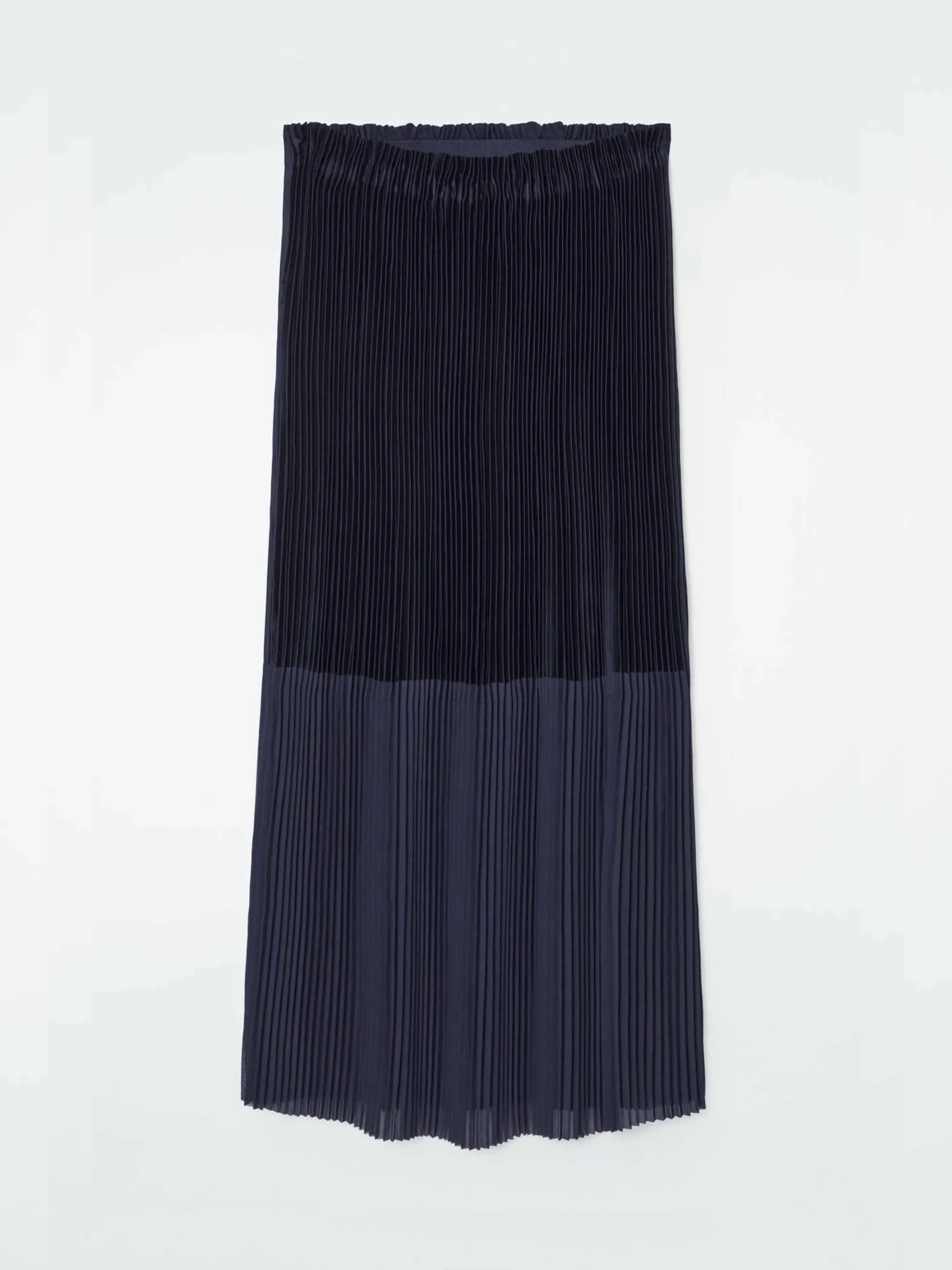 Panelled pleated column maxi skirt