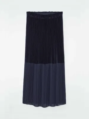 Panelled pleated column maxi skirt