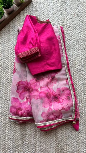 Pink silk hand worked blouse ( only blouse)