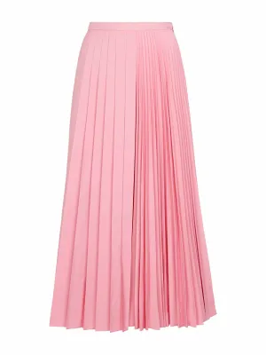 Pleated micro faille midi skirt