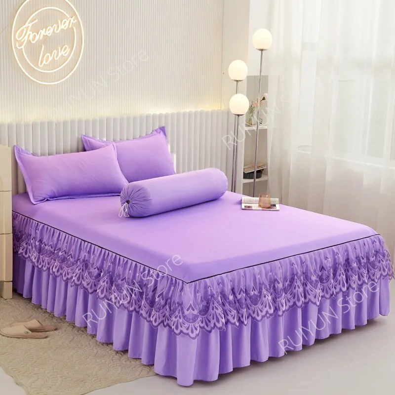 Princess Bed Skirt with Ruffled Lace for Mattress Protection