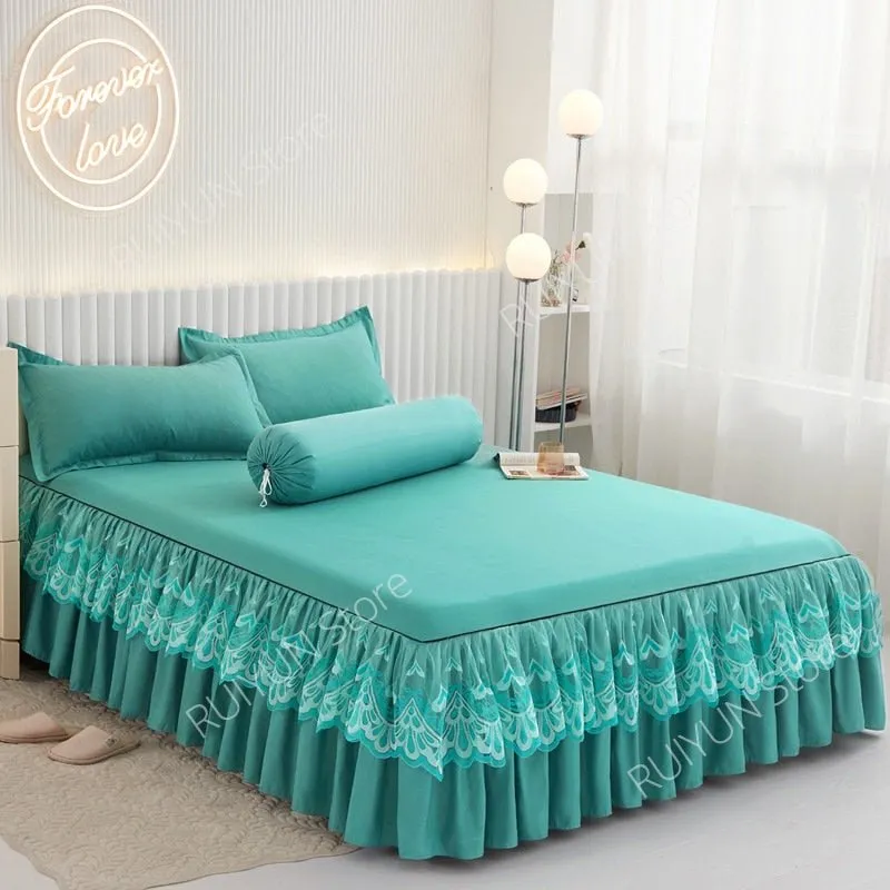 Princess Bed Skirt with Ruffled Lace for Mattress Protection