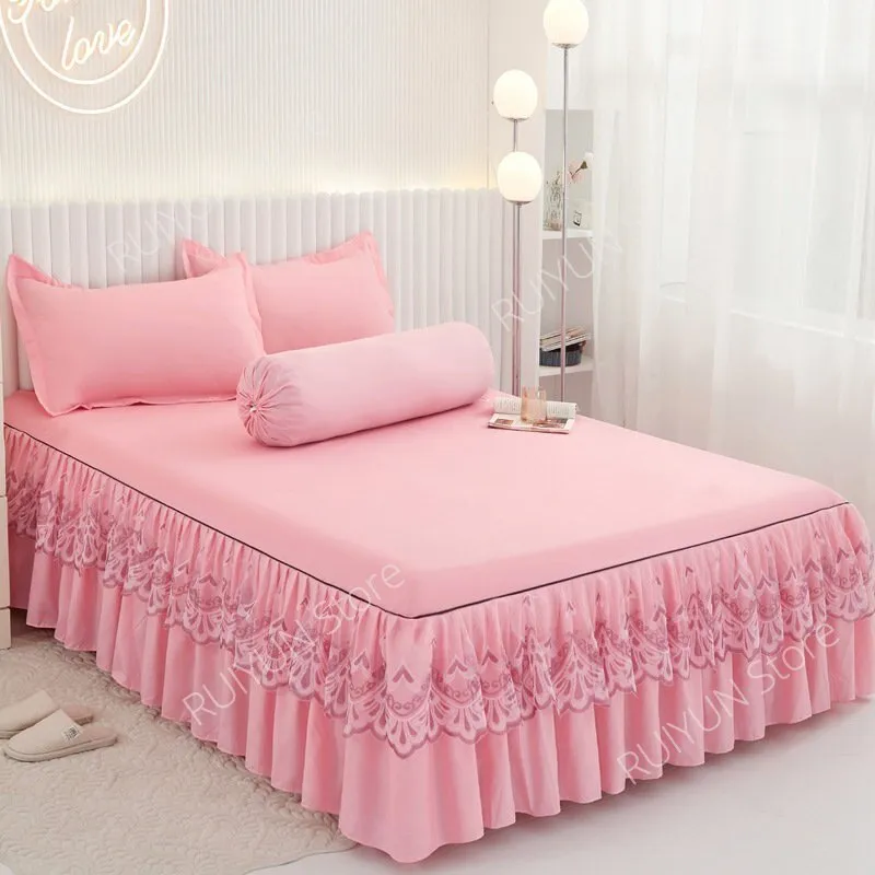 Princess Bed Skirt with Ruffled Lace for Mattress Protection